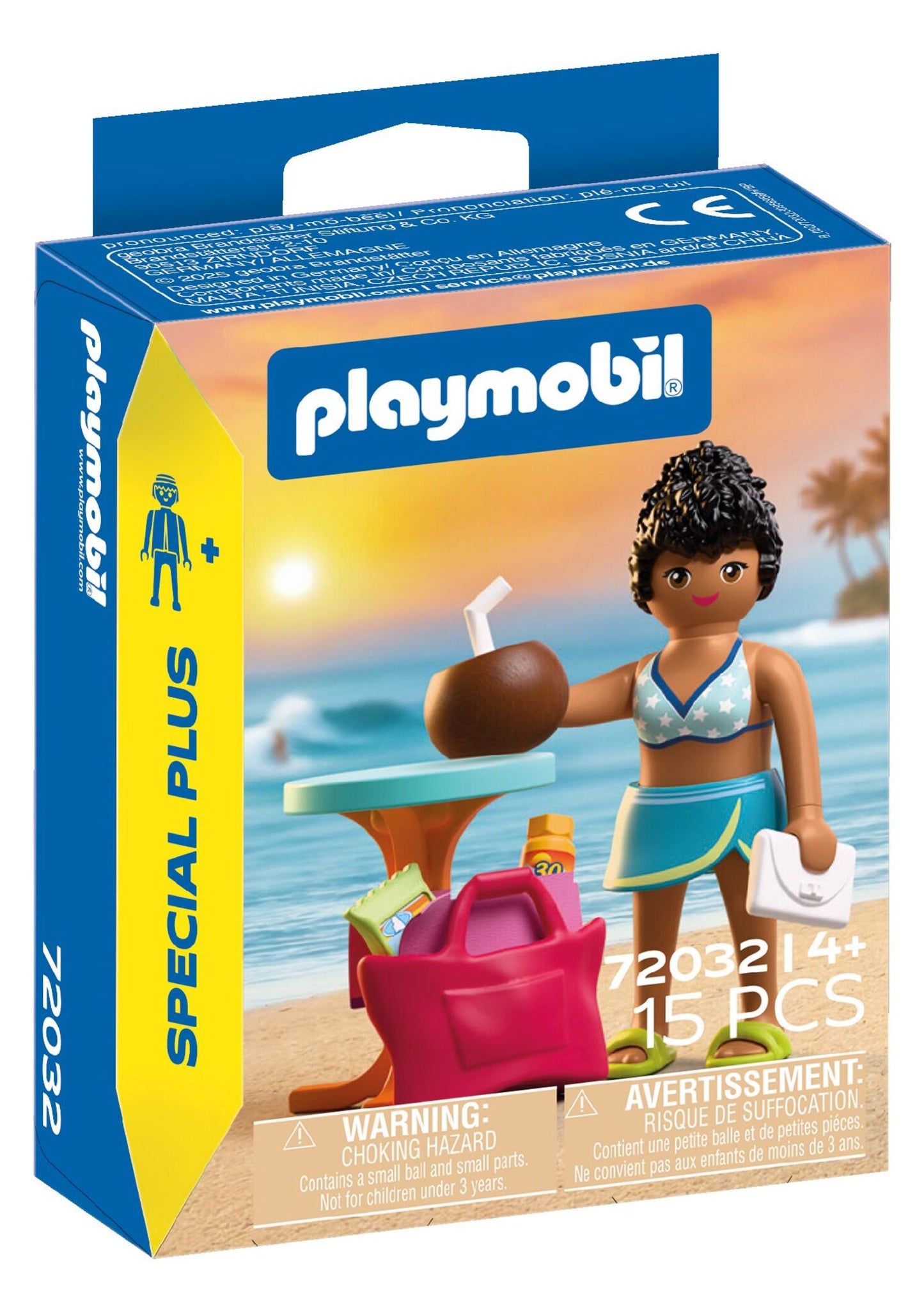 PLAYMOBIL Special Plus Vacationer 72032 beach holiday figure with towel, beach bag, coconut drink and accessories