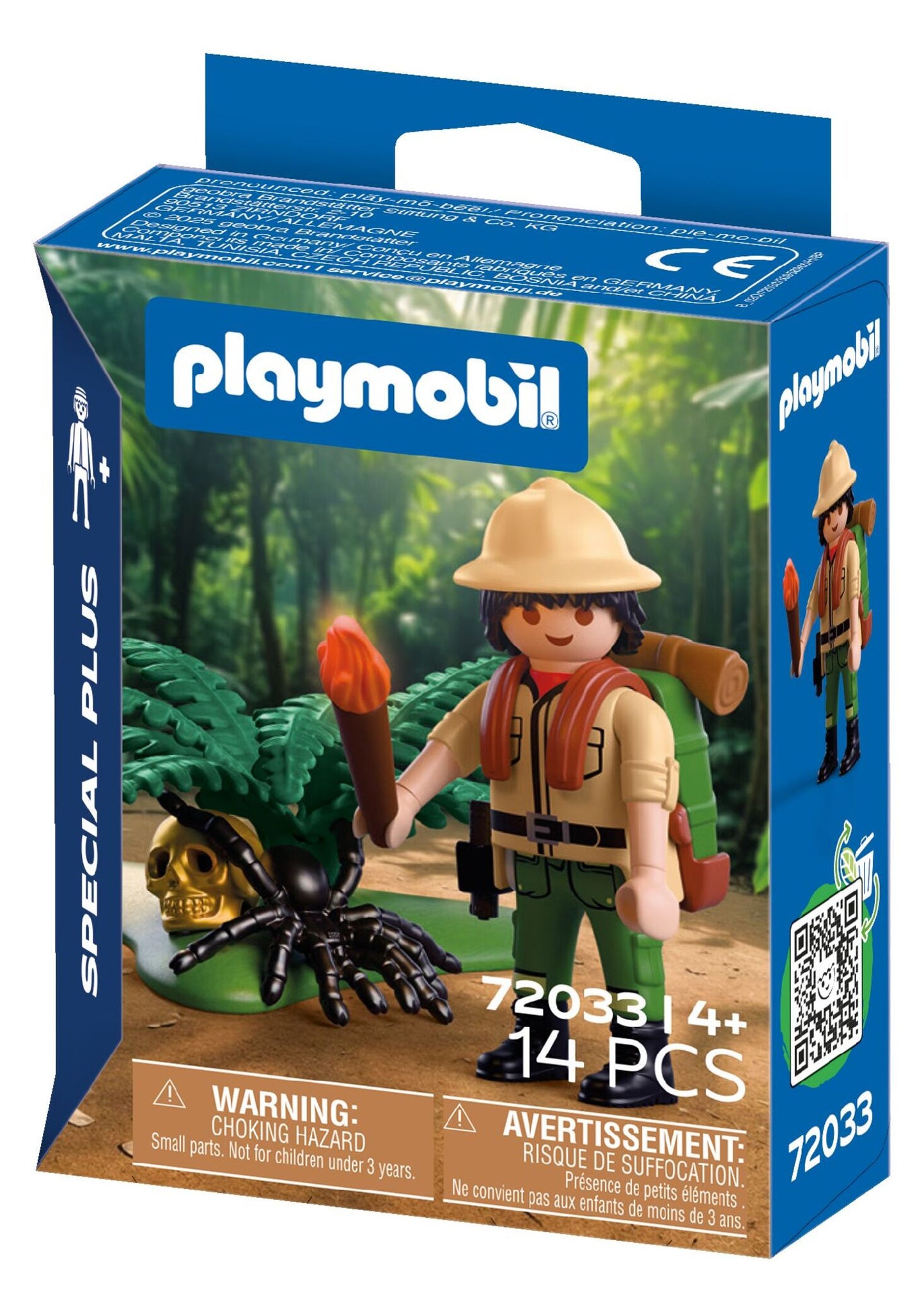 PLAYMOBIL Adventurer 72033 Special Plus jungle explorer with backpack, torch, tarantula and golden skull