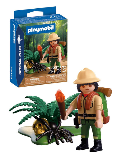PLAYMOBIL Adventurer 72033 Special Plus jungle explorer with backpack, torch, tarantula and golden skull
