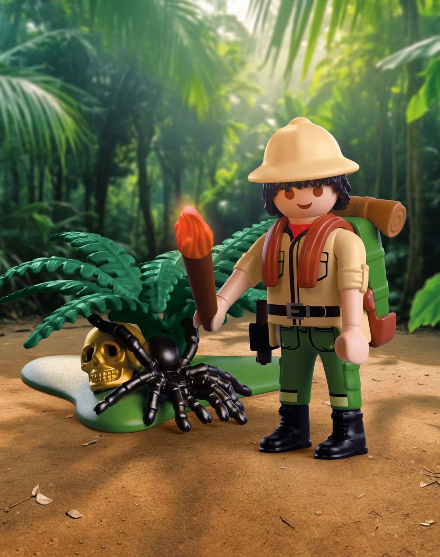 PLAYMOBIL Adventurer 72033 Special Plus jungle explorer with backpack, torch, tarantula and golden skull