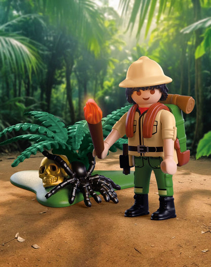 PLAYMOBIL Adventurer 72033 Special Plus jungle explorer with backpack, torch, tarantula and golden skull