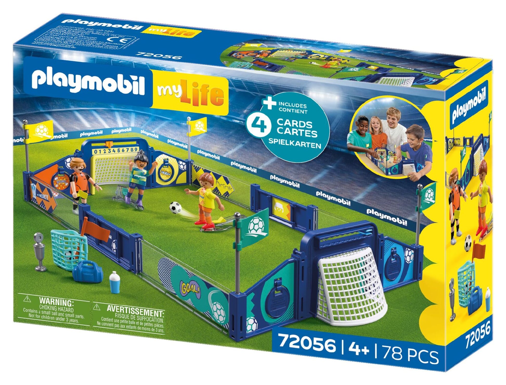 PLAYMOBIL Soccer Arena 72056 interactive football stadium playset with football players, goals, scoreboard and accessories