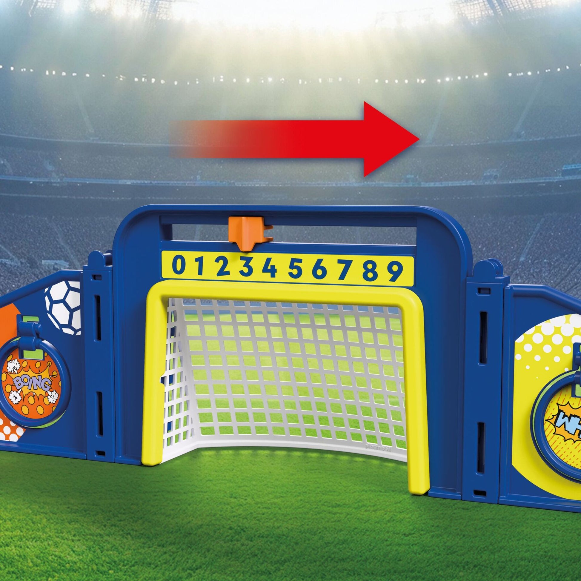 PLAYMOBIL Soccer Arena 72056 interactive football stadium playset with football players, goals, scoreboard and accessories