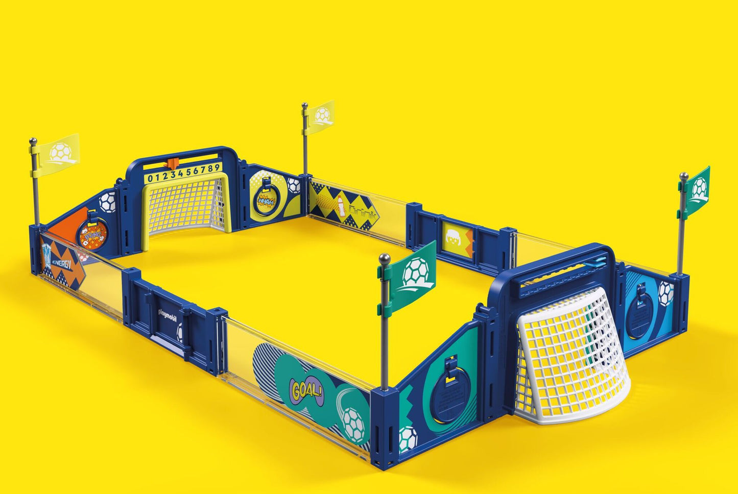 PLAYMOBIL Soccer Arena 72056 interactive football stadium playset with football players, goals, scoreboard and accessories