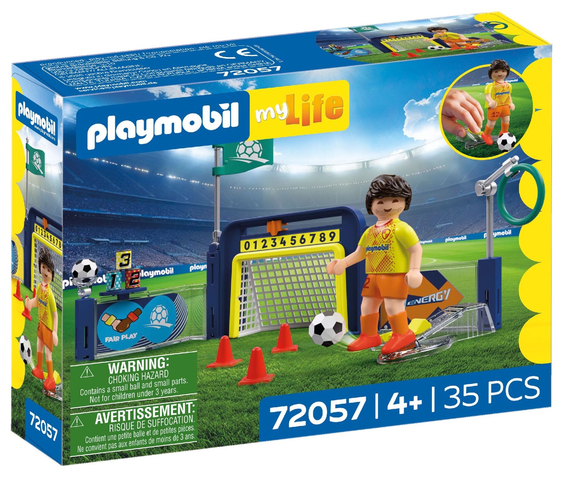 PLAYMOBIL Soccer Training Station 72057 with football player, goal, target ring, cones and shooting challenges