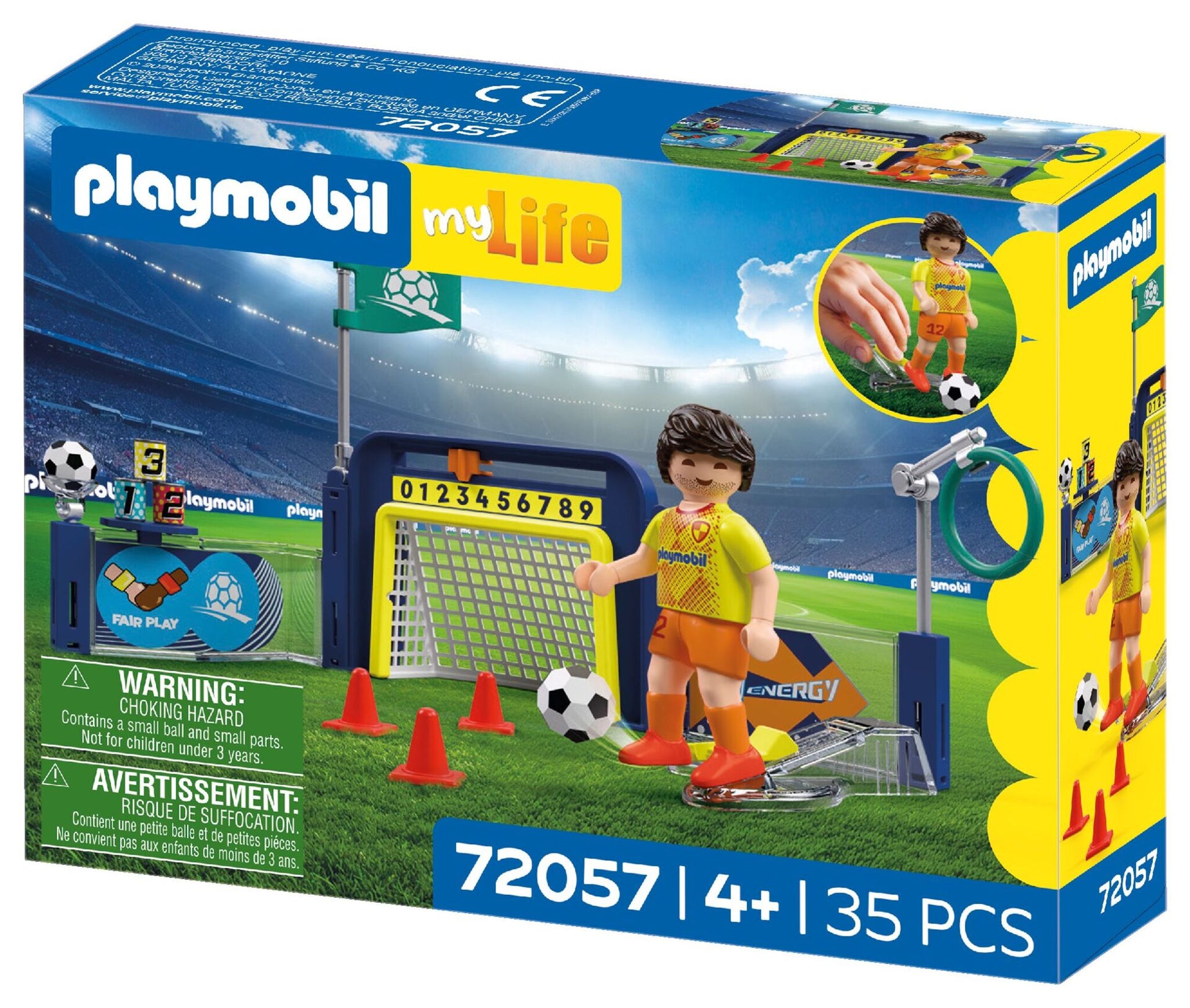 PLAYMOBIL Soccer Training Station 72057 with football player, goal, target ring, cones and shooting challenges