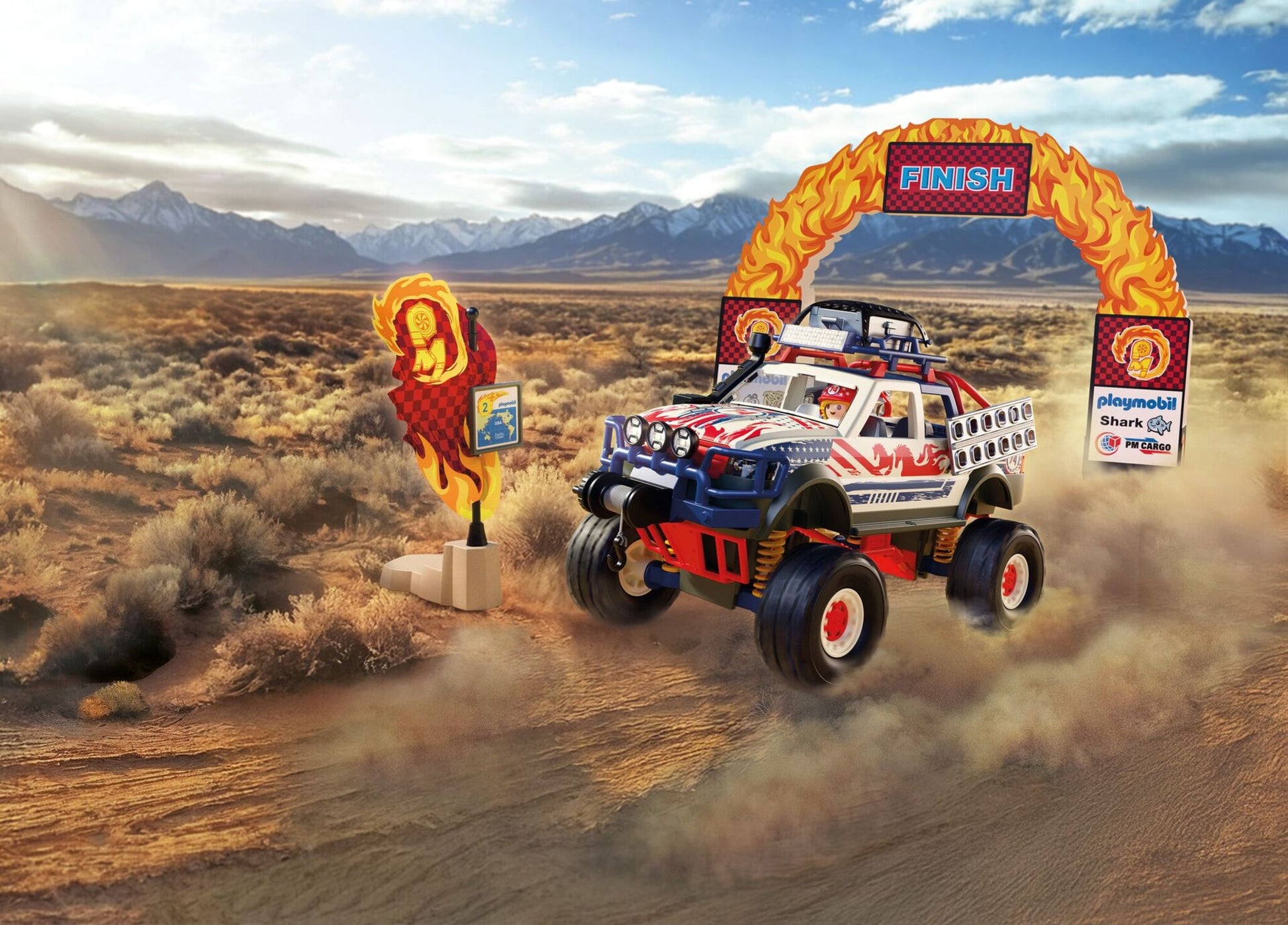 PLAYMOBIL Off-Road Truck 72061 adventure vehicle with racer, working winch, bridge plates and accessories