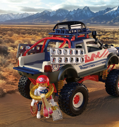 PLAYMOBIL Off-Road Truck 72061 adventure vehicle with racer, working winch, bridge plates and accessories