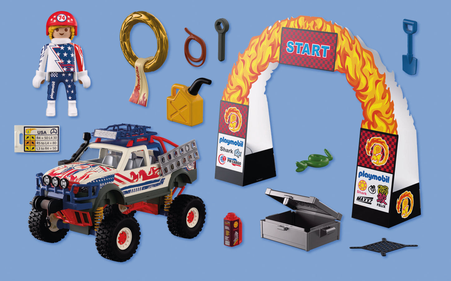 PLAYMOBIL Off-Road Truck 72061 adventure vehicle with racer, working winch, bridge plates and accessories