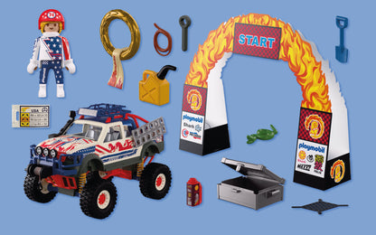PLAYMOBIL Off-Road Truck 72061 adventure vehicle with racer, working winch, bridge plates and accessories