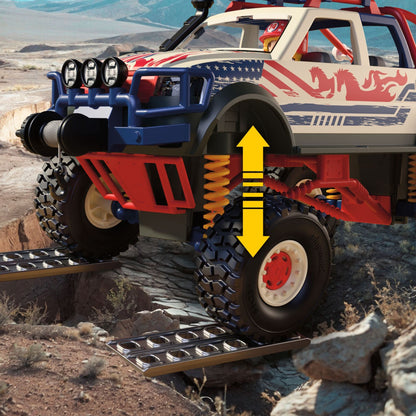 PLAYMOBIL Off-Road Truck 72061 adventure vehicle with racer, working winch, bridge plates and accessories