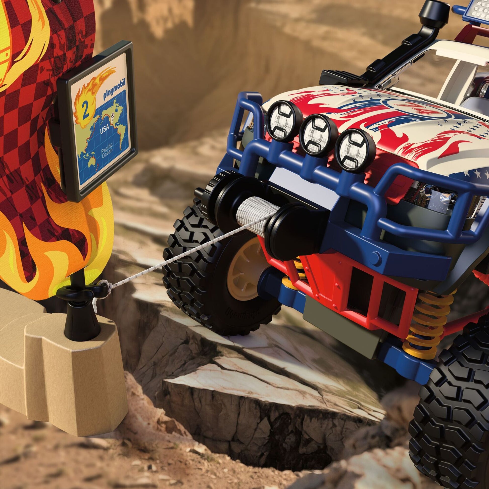 PLAYMOBIL Off-Road Truck 72061 adventure vehicle with racer, working winch, bridge plates and accessories