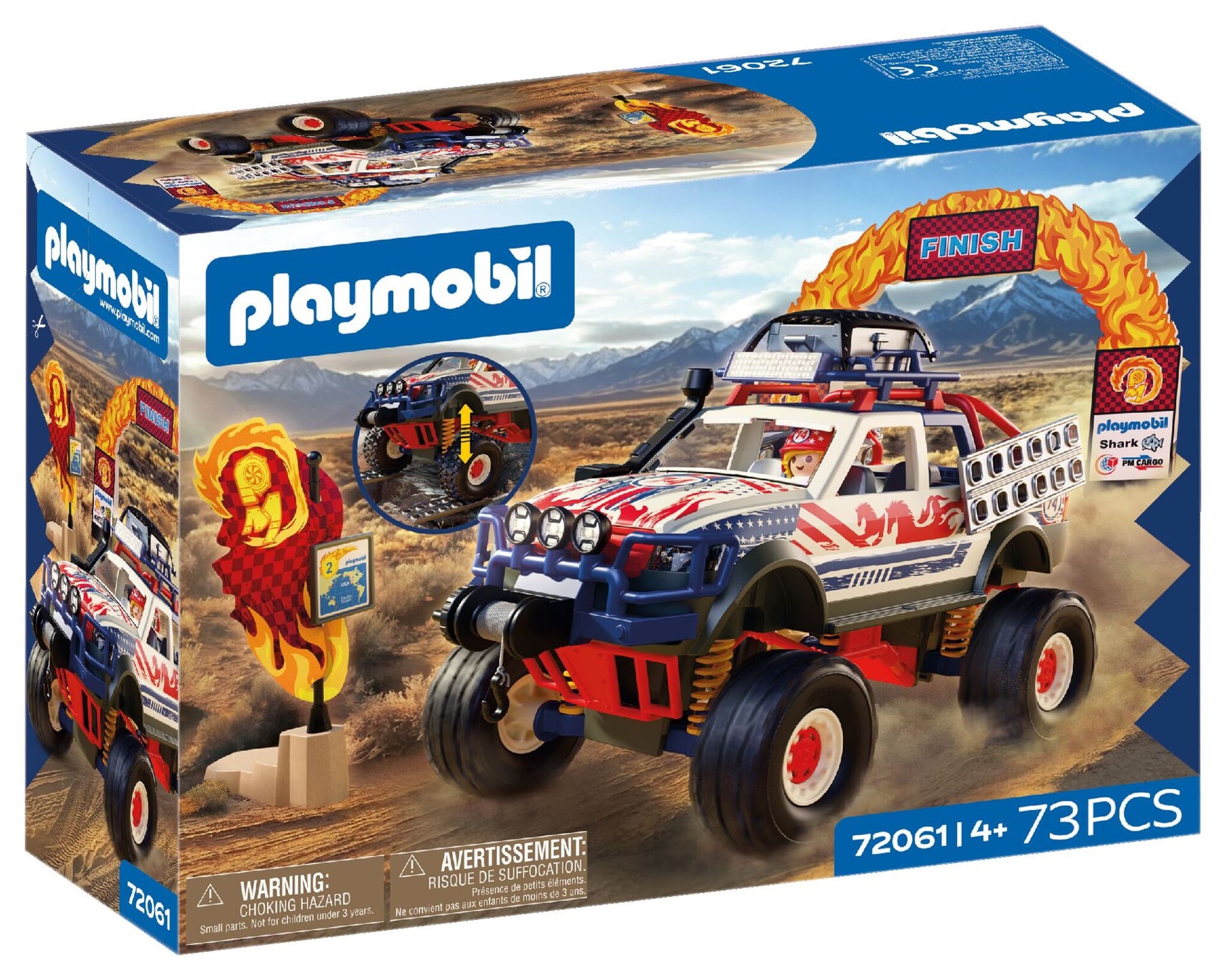 PLAYMOBIL Off-Road Truck 72061 adventure vehicle with racer, working winch, bridge plates and accessories