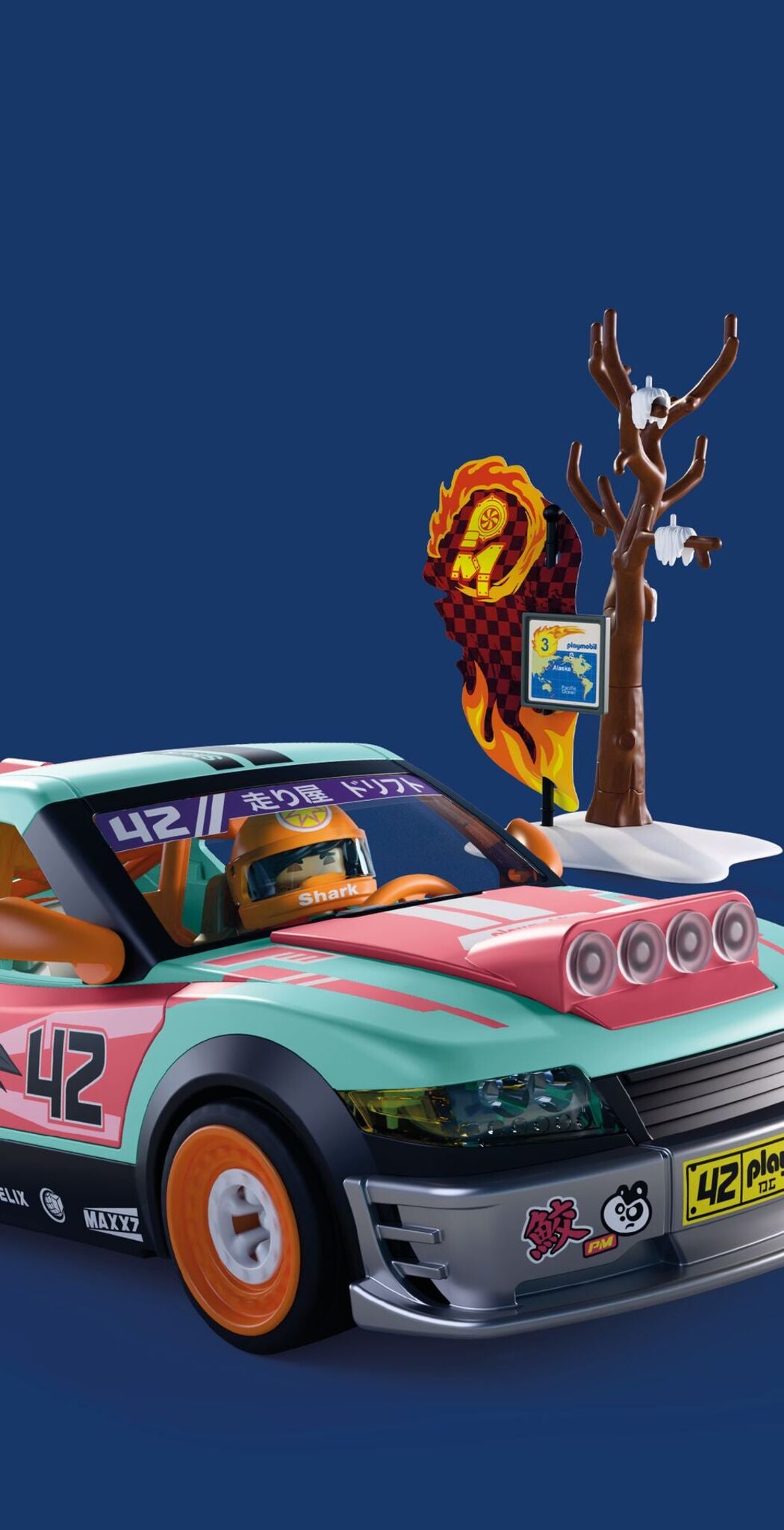 PLAYMOBIL Offroad Tuning Car 72062 race car playset with racer figure, battering ram and off-road accessories