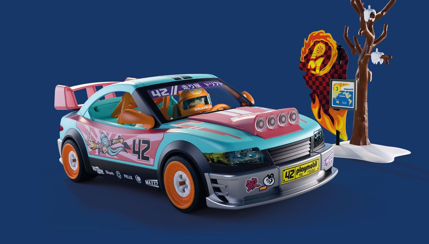 PLAYMOBIL Offroad Tuning Car 72062 race car playset with racer figure, battering ram and off-road accessories