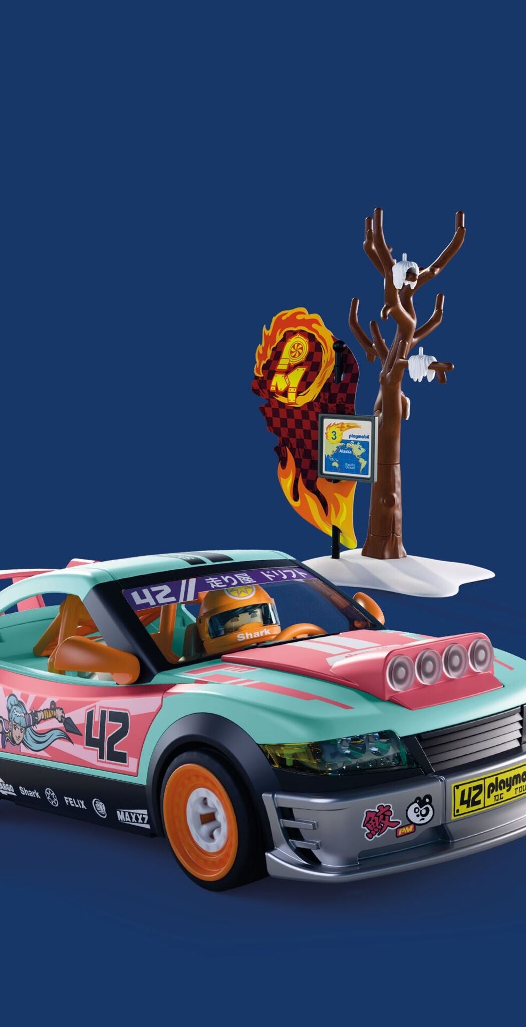 PLAYMOBIL Offroad Tuning Car 72062 race car playset with racer figure, battering ram and off-road accessories