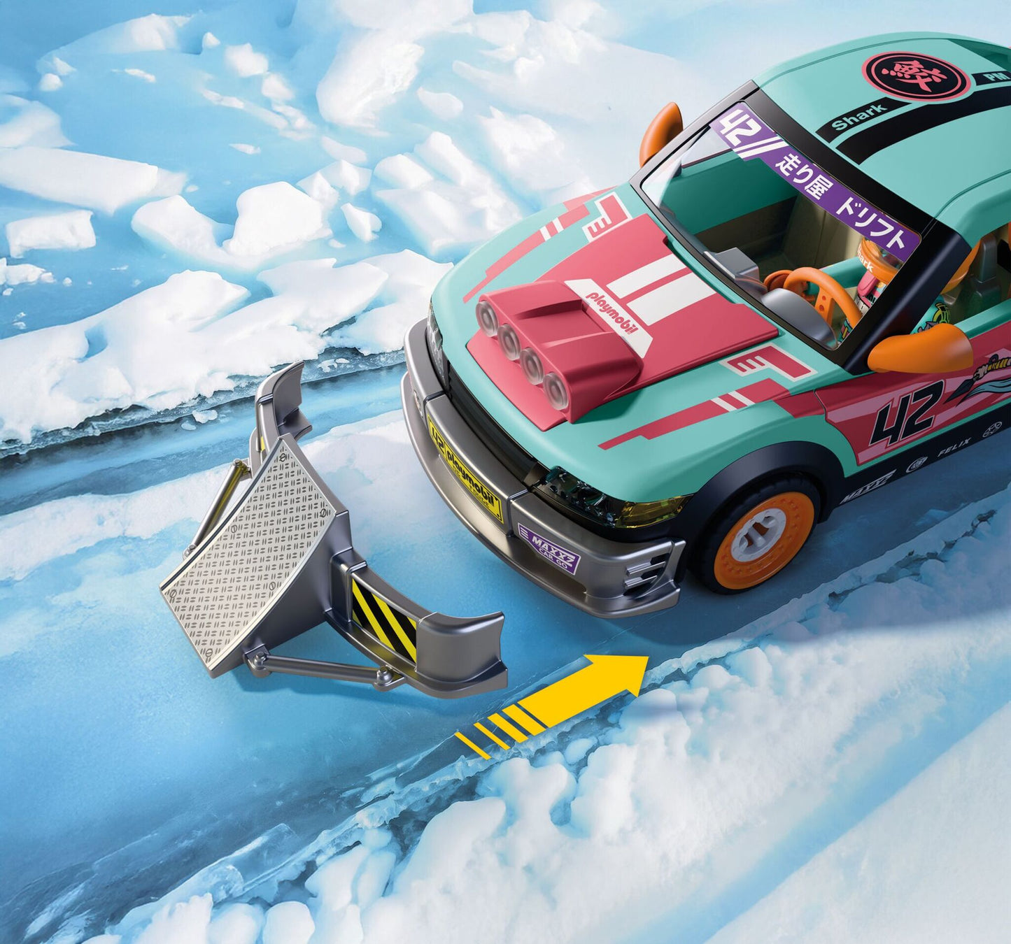 PLAYMOBIL Offroad Tuning Car 72062 race car playset with racer figure, battering ram and off-road accessories