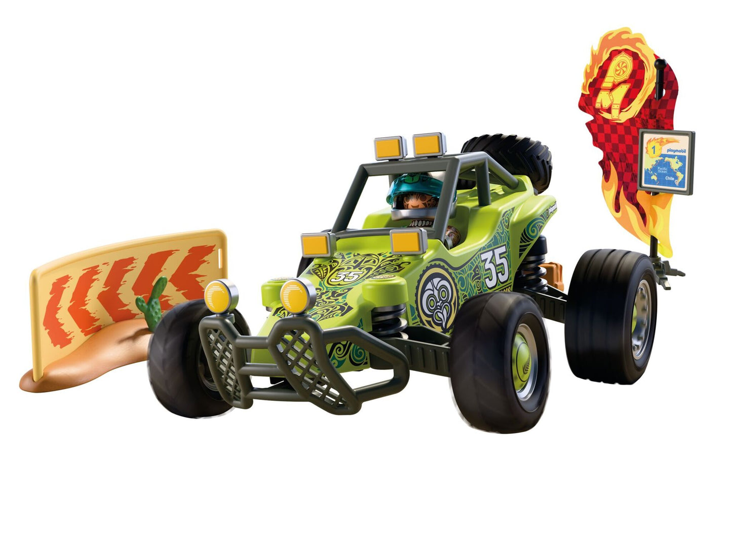 PLAYMOBIL Off-Road Buggy 72063 desert rally racing vehicle with driver, desert fox pups and off-road accessories
