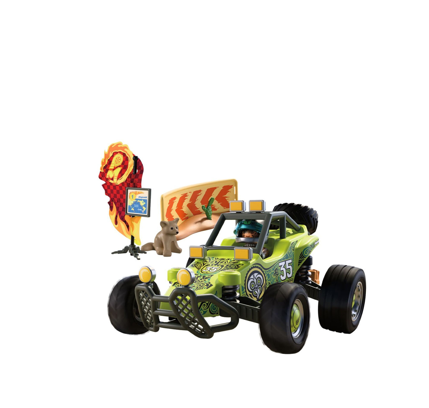 PLAYMOBIL Off-Road Buggy 72063 desert rally racing vehicle with driver, desert fox pups and off-road accessories