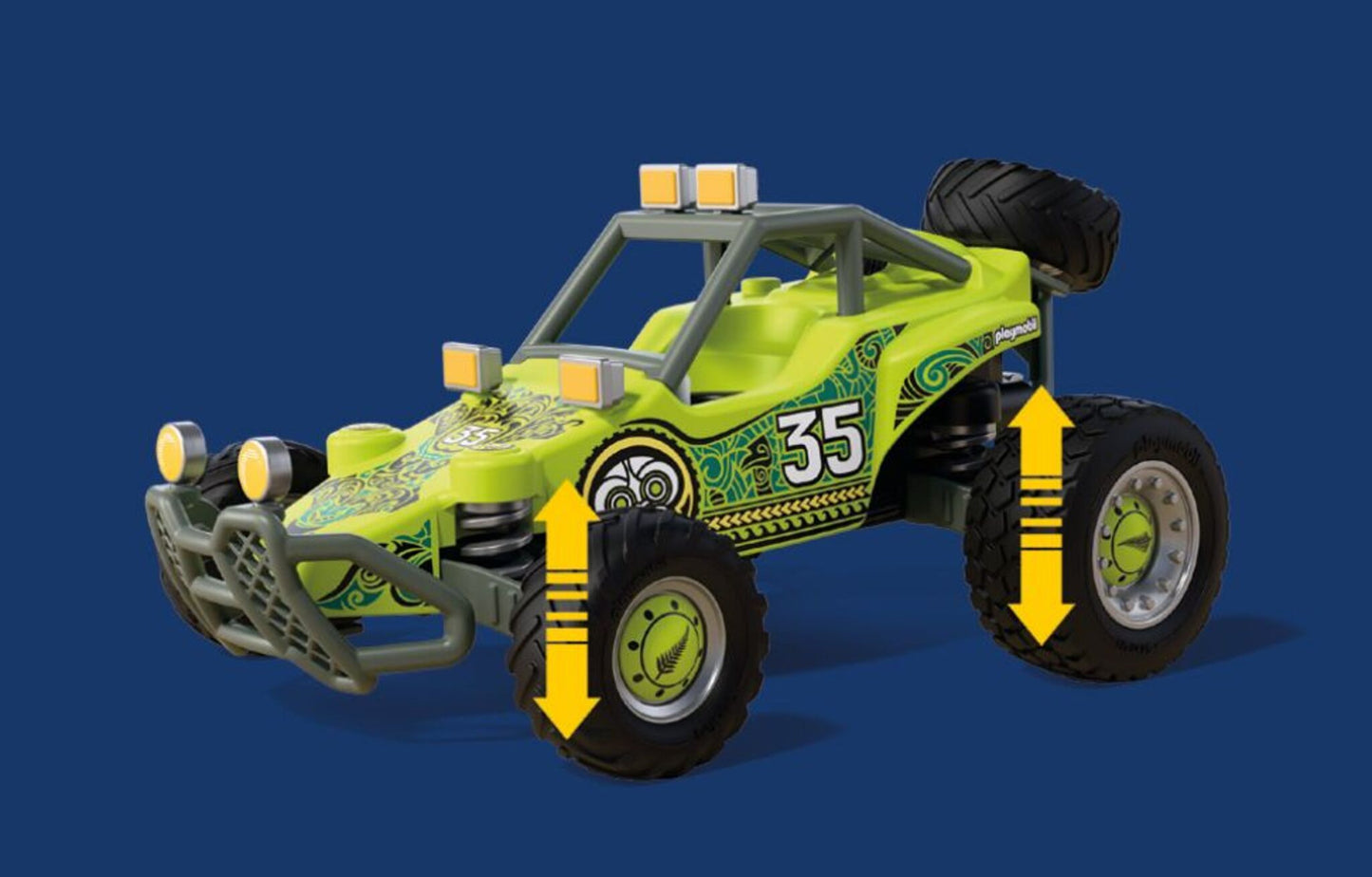 PLAYMOBIL Off-Road Buggy 72063 desert rally racing vehicle with driver, desert fox pups and off-road accessories