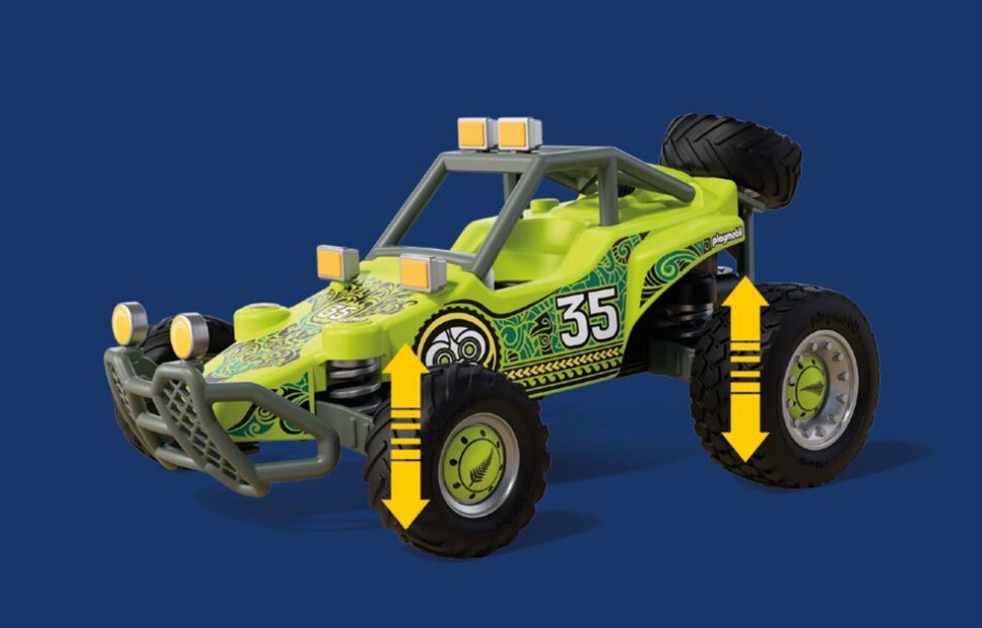 PLAYMOBIL Off-Road Buggy 72063 desert rally racing vehicle with driver, desert fox pups and off-road accessories