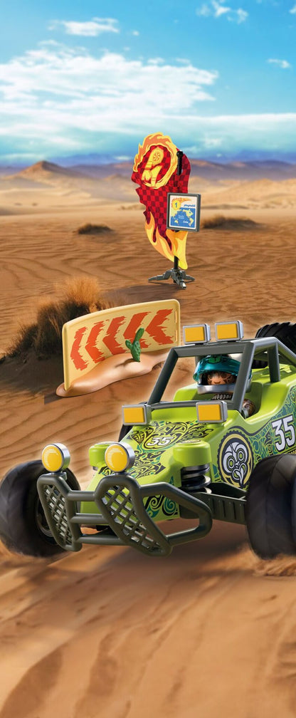 PLAYMOBIL Off-Road Buggy 72063 desert rally racing vehicle with driver, desert fox pups and off-road accessories