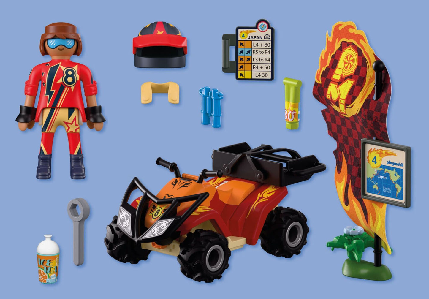 Playmobil Offroad Quad 72064 with racing driver, all-terrain quad bike and adventure accessories