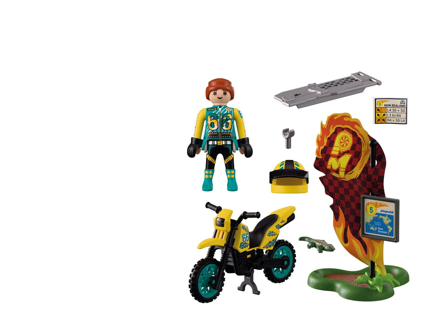 PLAYMOBIL Offroad Motor Bike 72065 rally racer with off-road motorcycle, jump ramp and muddy swamp accessories
