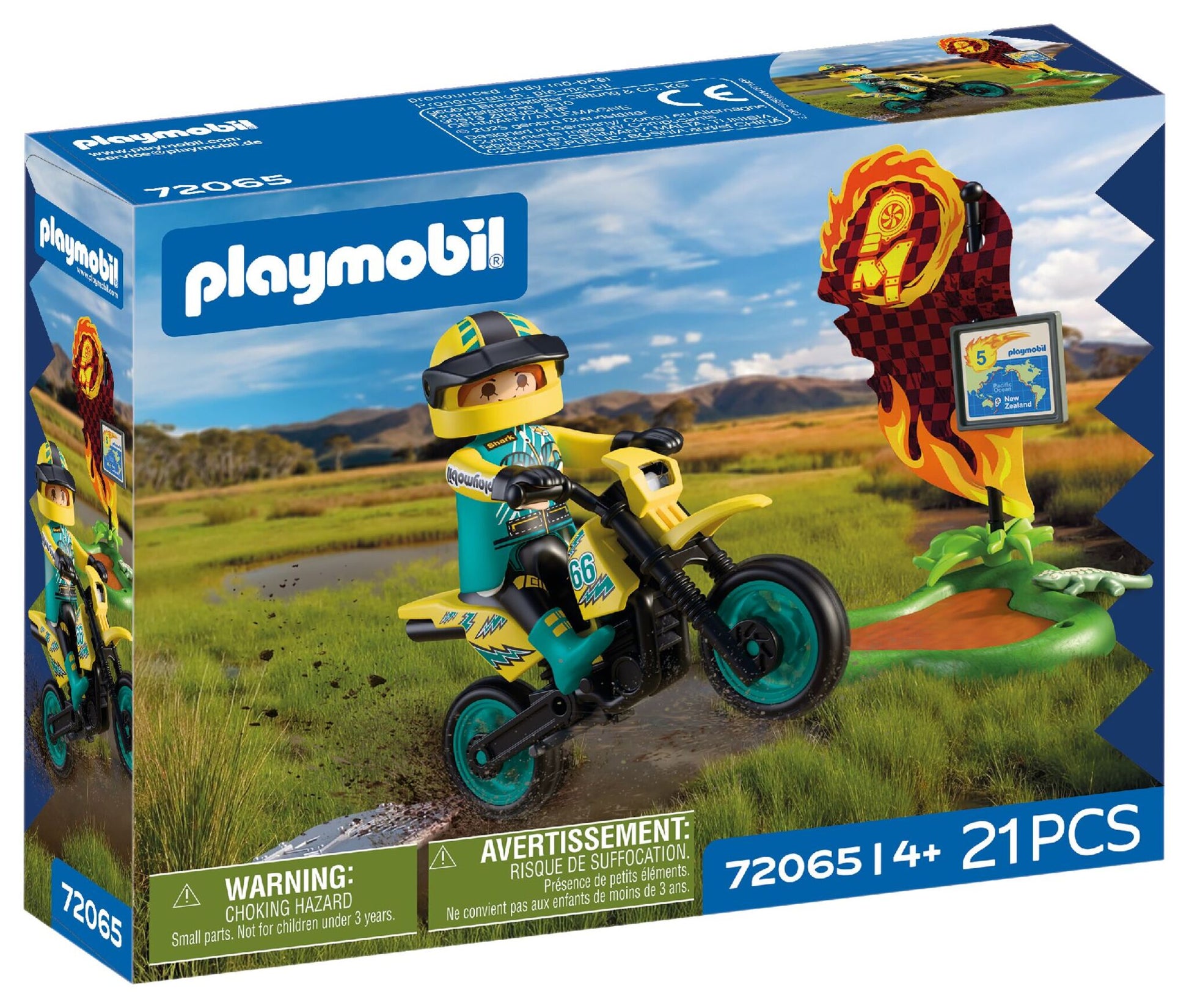 PLAYMOBIL Offroad Motor Bike 72065 rally racer with off-road motorcycle, jump ramp and muddy swamp accessories