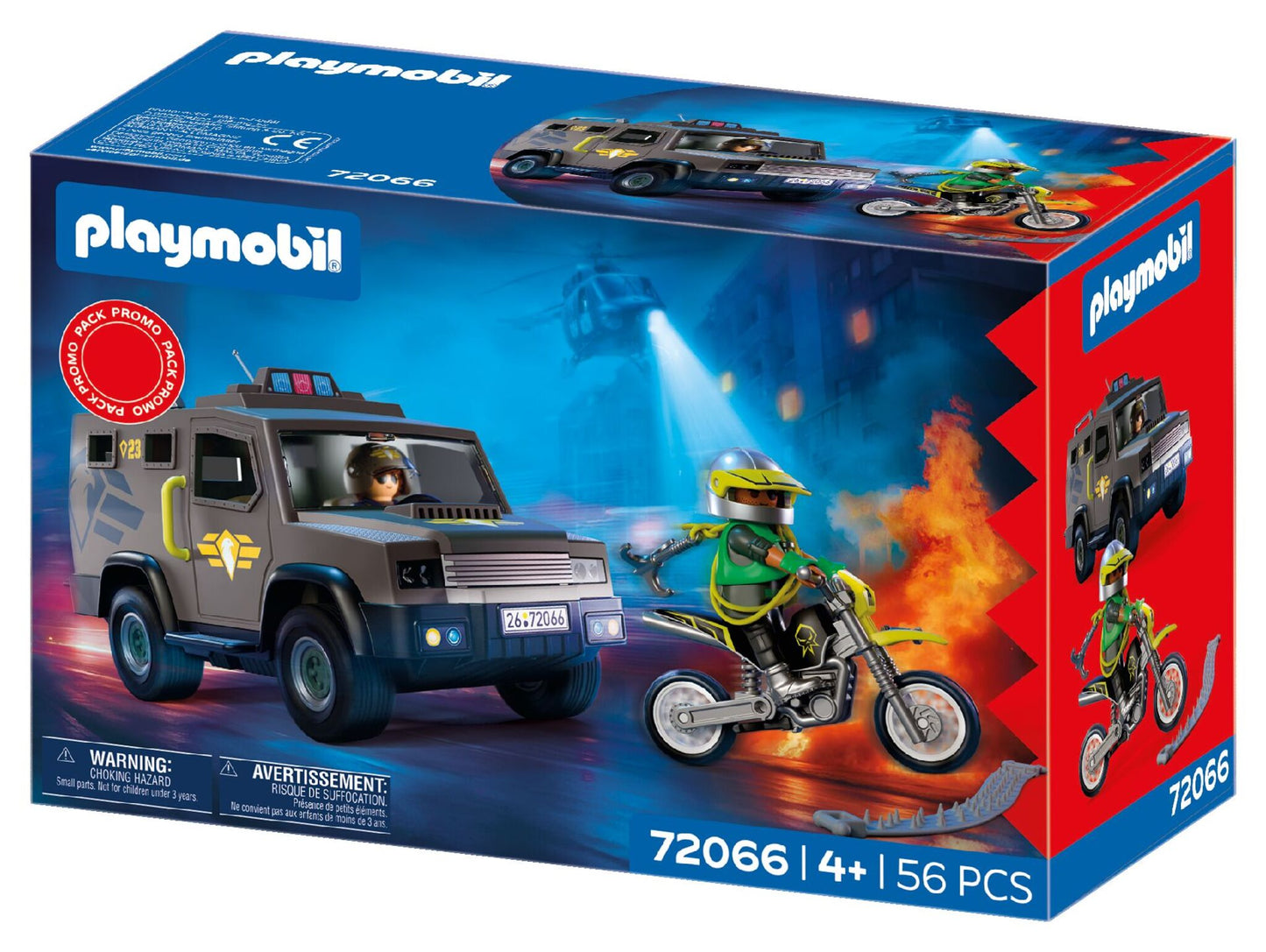 PLAYMOBIL Tactical Police Unit 72066 City Action playset with tactical vehicle, police officer, criminal and motorcycle