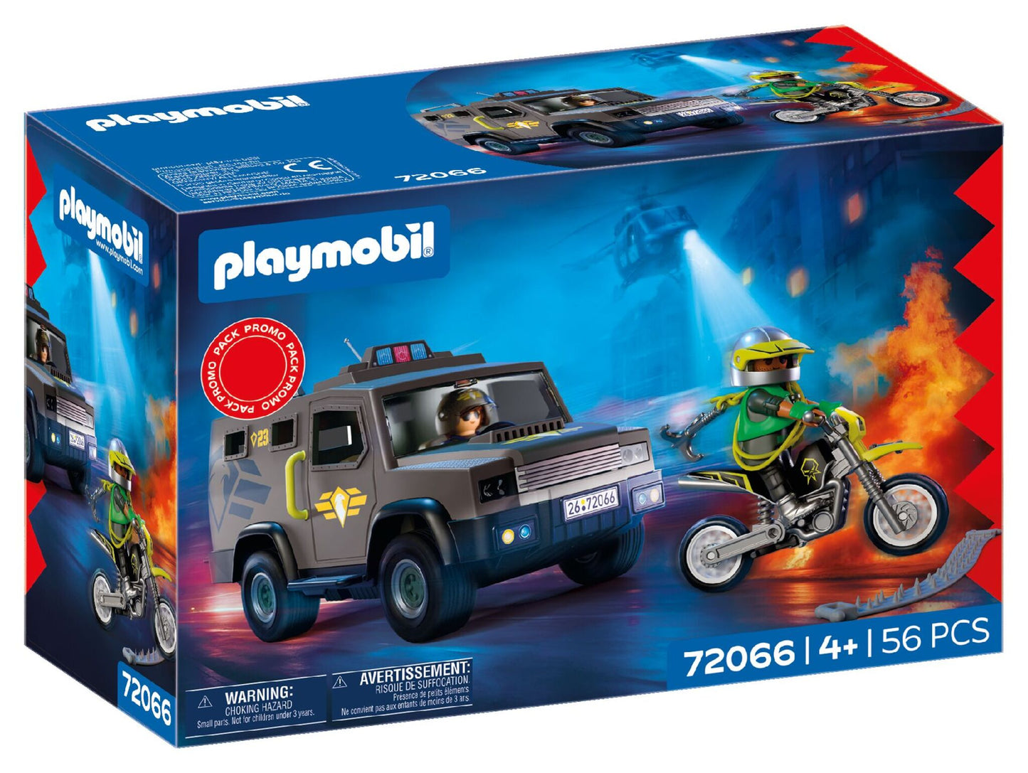PLAYMOBIL Tactical Police Unit 72066 City Action playset with tactical vehicle, police officer, criminal and motorcycle