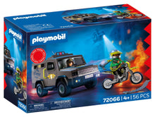 PLAYMOBIL Tactical Police Unit 72066 City Action playset with tactical vehicle, police officer, criminal and motorcycle