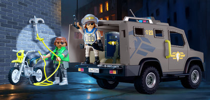 PLAYMOBIL Tactical Police Unit 72066 City Action playset with tactical vehicle, police officer, criminal and motorcycle