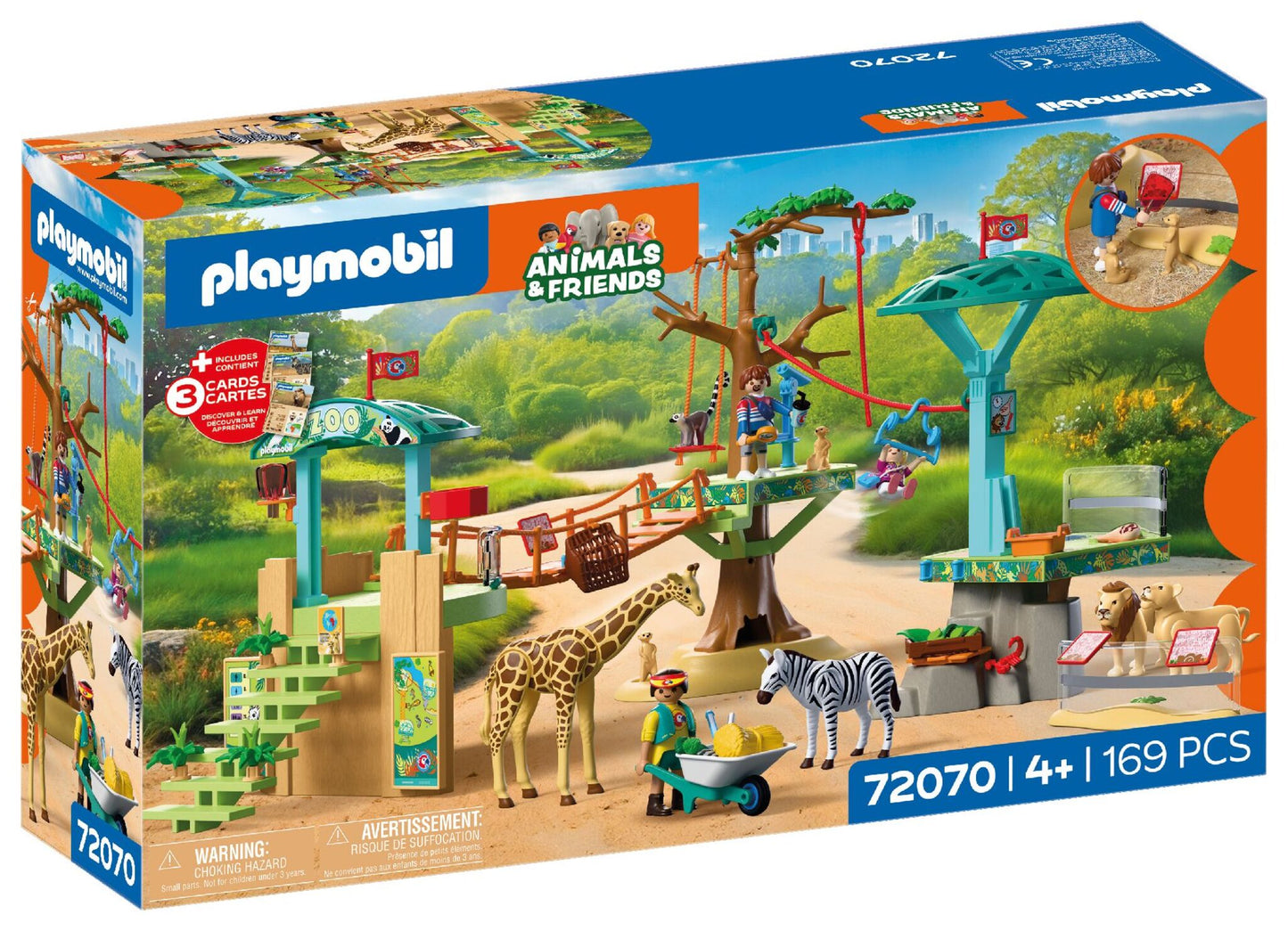 Playmobil Zoo Wilderness Climbing Park 72070 safari playset with cable car, suspension bridge, giraffe, zebra, lions and viewing platforms