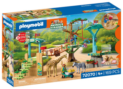 Playmobil Zoo Wilderness Climbing Park 72070 safari playset with cable car, suspension bridge, giraffe, zebra, lions and viewing platforms