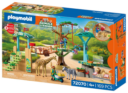 Playmobil Zoo Wilderness Climbing Park 72070 safari playset with cable car, suspension bridge, giraffe, zebra, lions and viewing platforms
