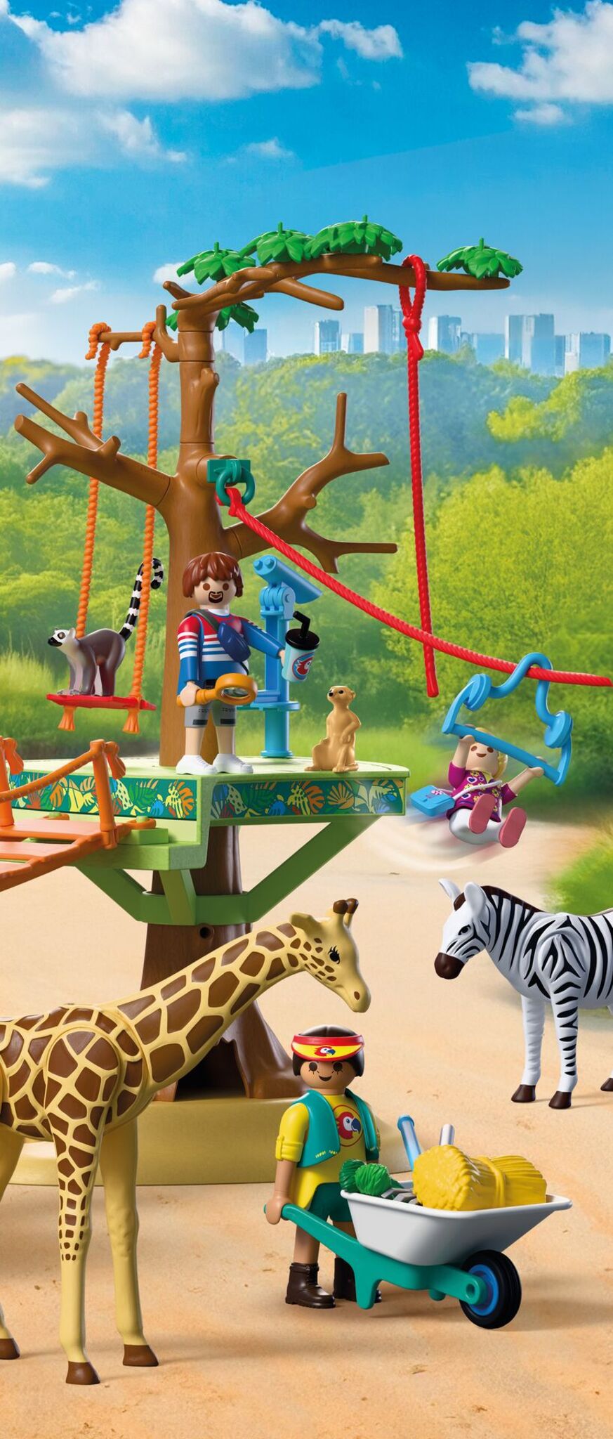 Playmobil Zoo Wilderness Climbing Park 72070 safari playset with cable car, suspension bridge, giraffe, zebra, lions and viewing platforms