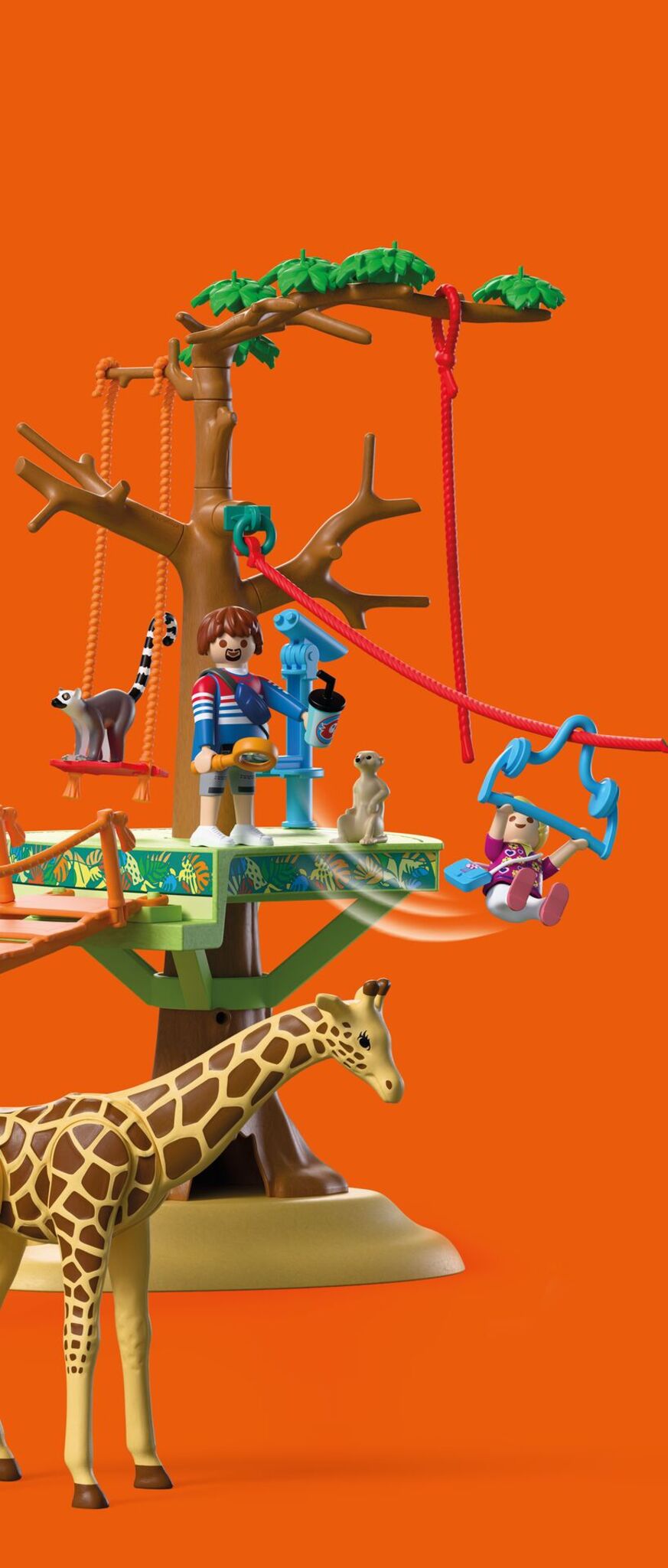 Playmobil Zoo Wilderness Climbing Park 72070 safari playset with cable car, suspension bridge, giraffe, zebra, lions and viewing platforms