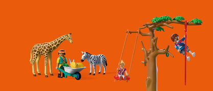 Playmobil Zoo Wilderness Climbing Park 72070 safari playset with cable car, suspension bridge, giraffe, zebra, lions and viewing platforms