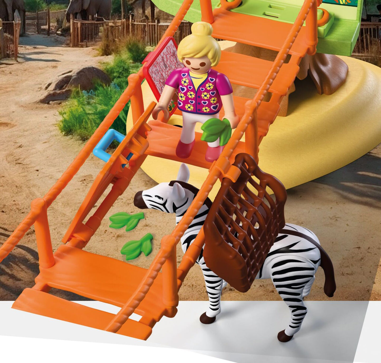 Playmobil Zoo Wilderness Climbing Park 72070 safari playset with cable car, suspension bridge, giraffe, zebra, lions and viewing platforms