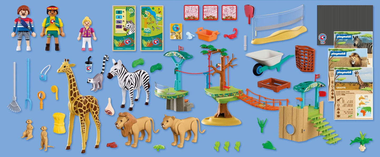 Playmobil Zoo Wilderness Climbing Park 72070 safari playset with cable car, suspension bridge, giraffe, zebra, lions and viewing platforms