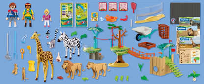 Playmobil Zoo Wilderness Climbing Park 72070 safari playset with cable car, suspension bridge, giraffe, zebra, lions and viewing platforms