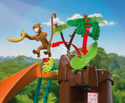 PLAYMOBIL Zoo Jungle Adventure 72071 jungle tree playset with canoe, jaguar, tapirs, monkey and explorer figures