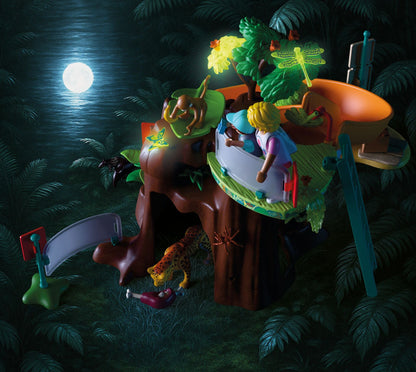 PLAYMOBIL Zoo Jungle Adventure 72071 jungle tree playset with canoe, jaguar, tapirs, monkey and explorer figures
