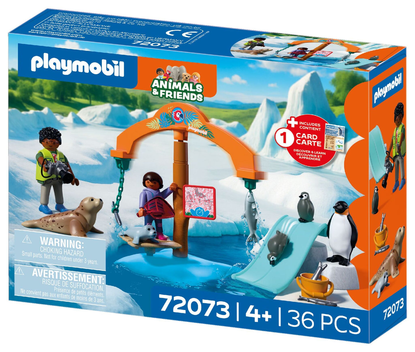 PLAYMOBIL Zoo Ice Expedition 72073 with explorer figures, emperor penguins, seals, feeding carousel and Antarctic accessories