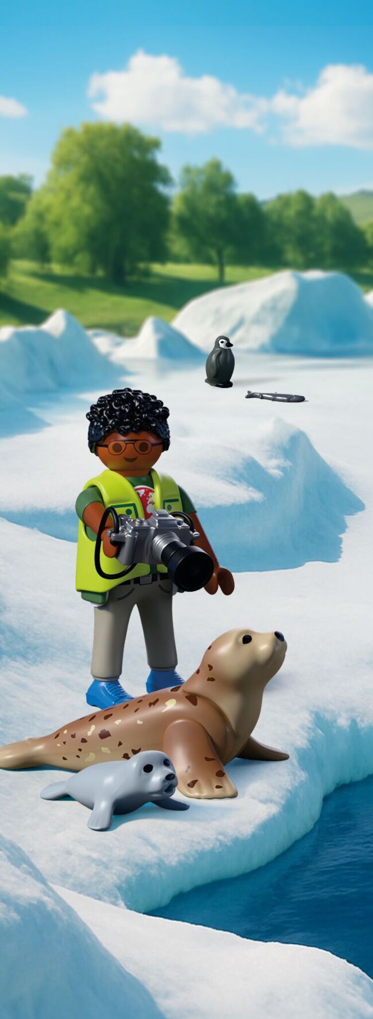 PLAYMOBIL Zoo Ice Expedition 72073 with explorer figures, emperor penguins, seals, feeding carousel and Antarctic accessories