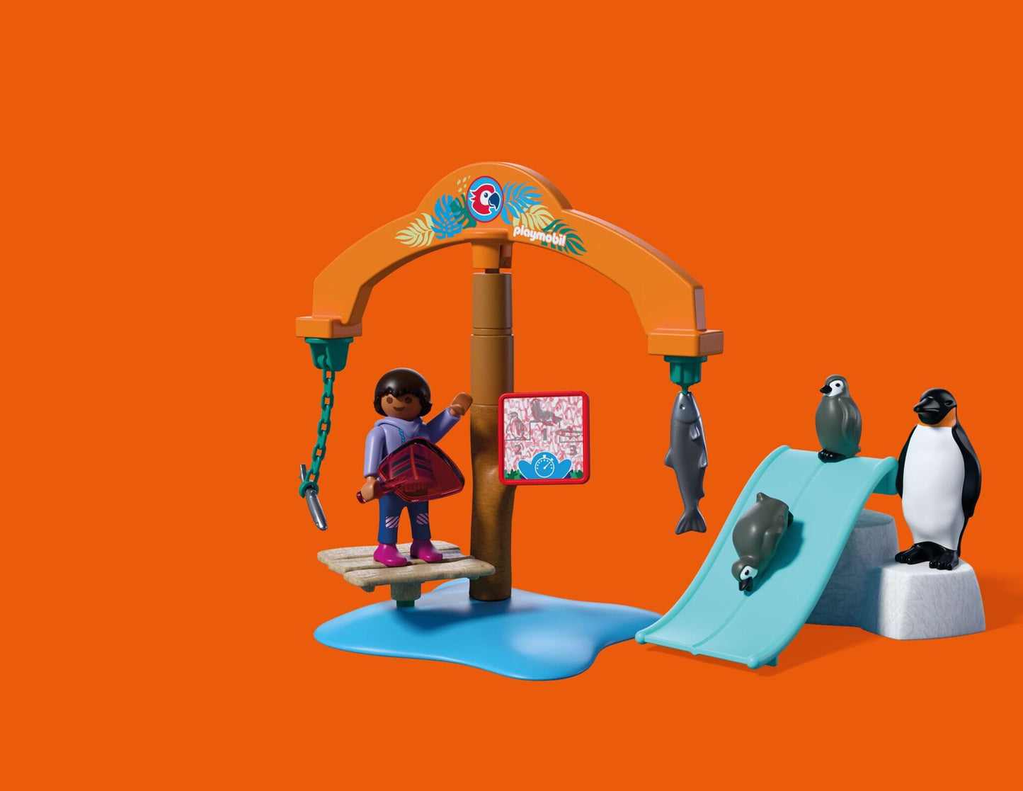 PLAYMOBIL Zoo Ice Expedition 72073 with explorer figures, emperor penguins, seals, feeding carousel and Antarctic accessories