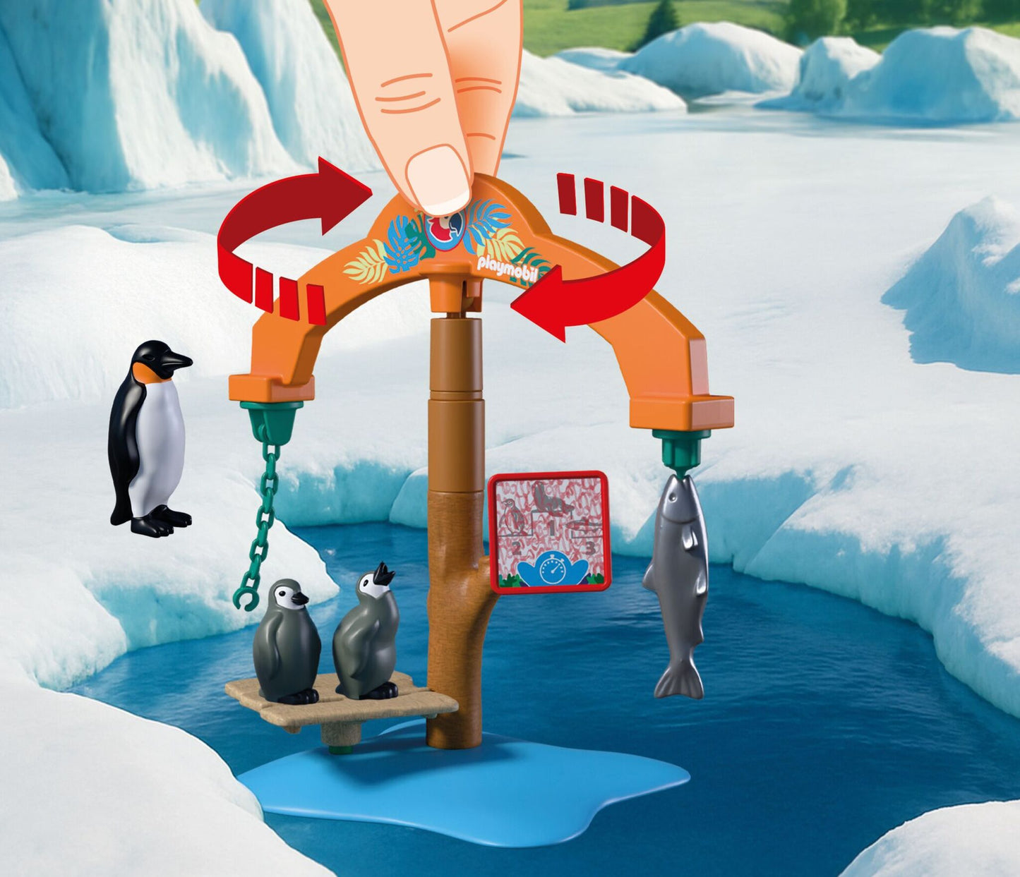 PLAYMOBIL Zoo Ice Expedition 72073 with explorer figures, emperor penguins, seals, feeding carousel and Antarctic accessories