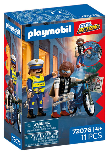 PLAYMOBIL Bicycle Theft 72076 police playset with bicycle thief, police officer, bike and accessories