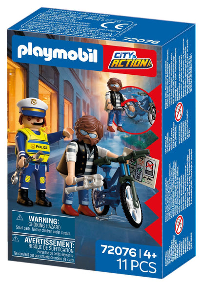 PLAYMOBIL Bicycle Theft 72076 police playset with bicycle thief, police officer, bike and accessories